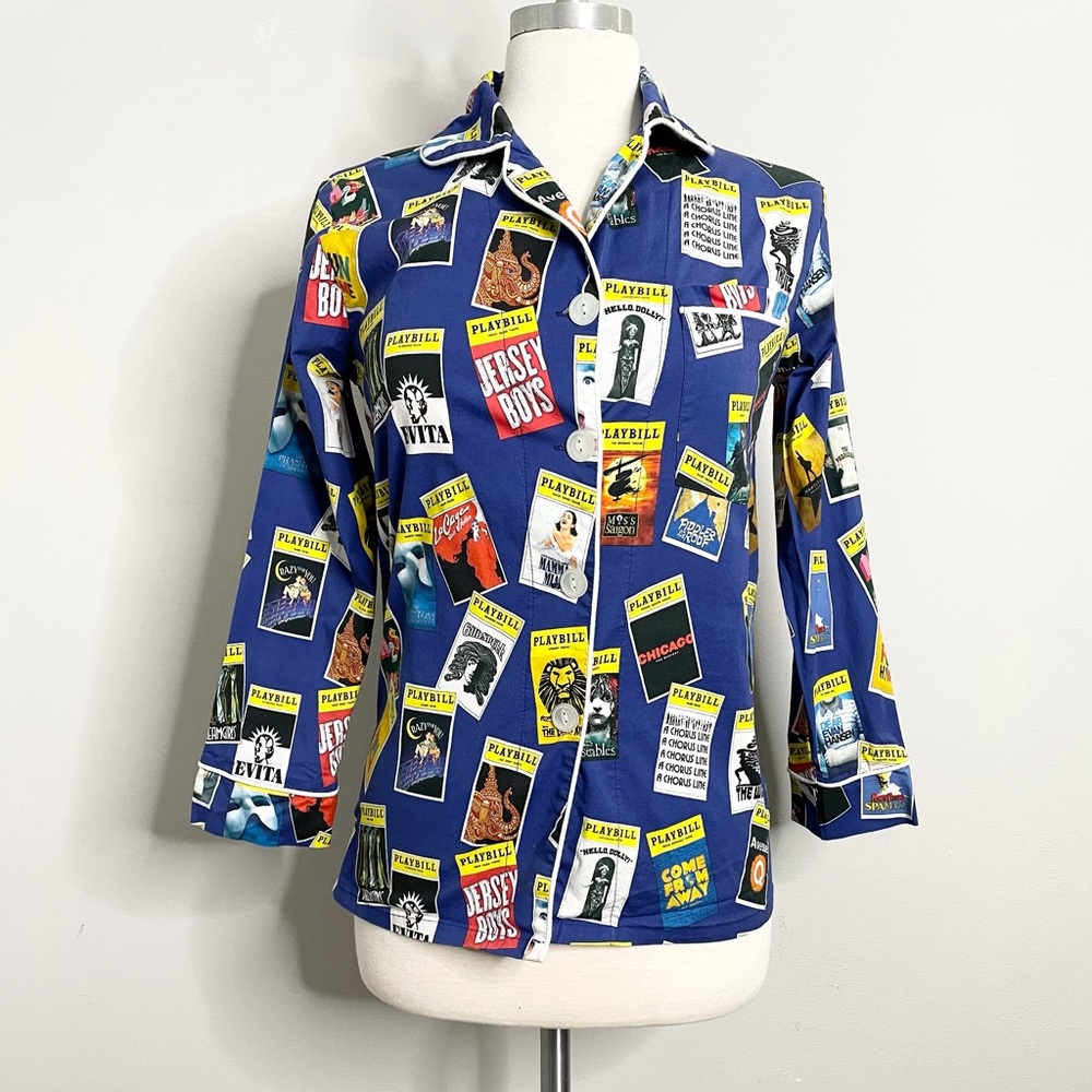 PLAYBILL Women’s Long Sleeve Button Up Pajama Top